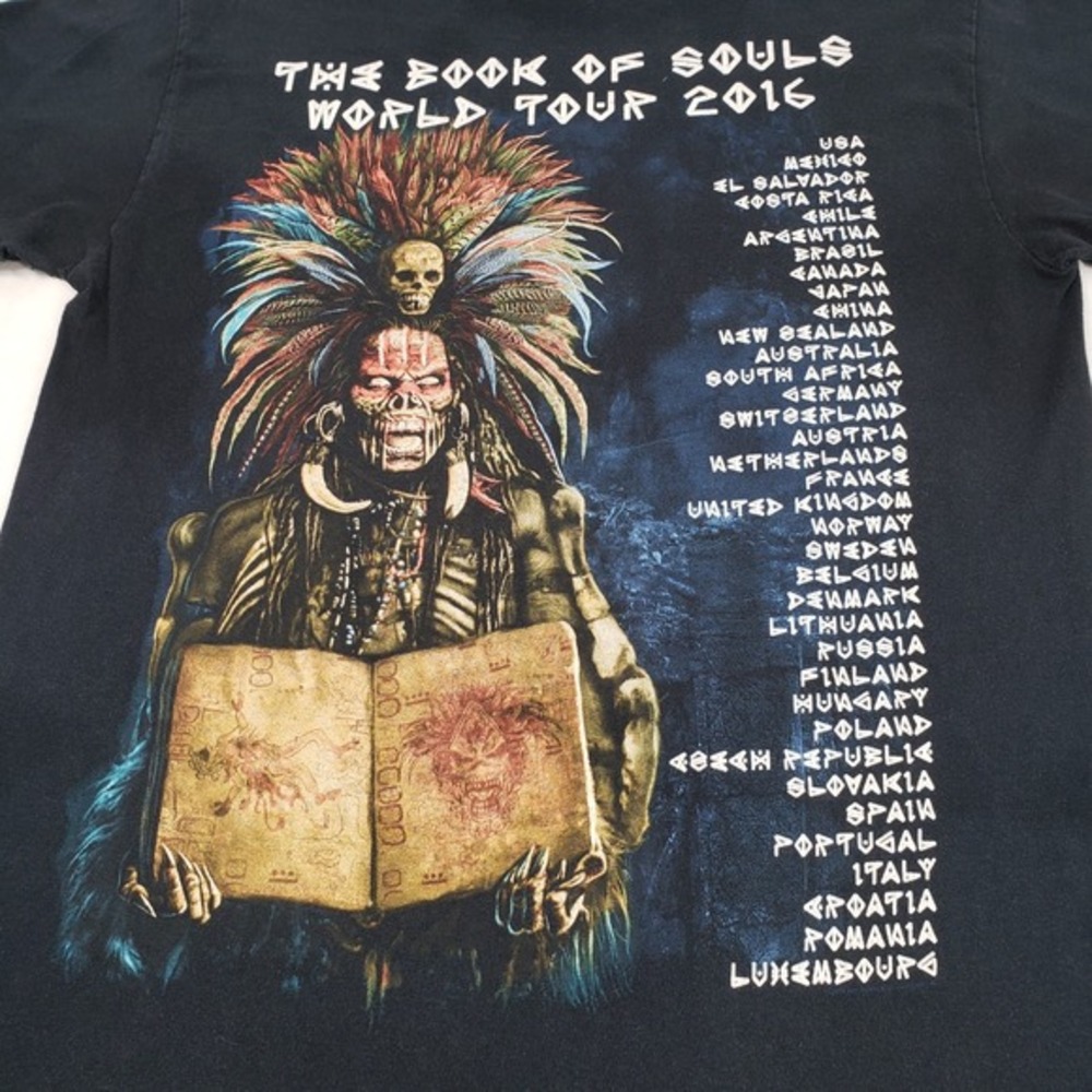 Iron Maiden T-Shirt Mens Medium Black Book of Souls 2016 World Tour Metal Rock - Picture 12 of 13